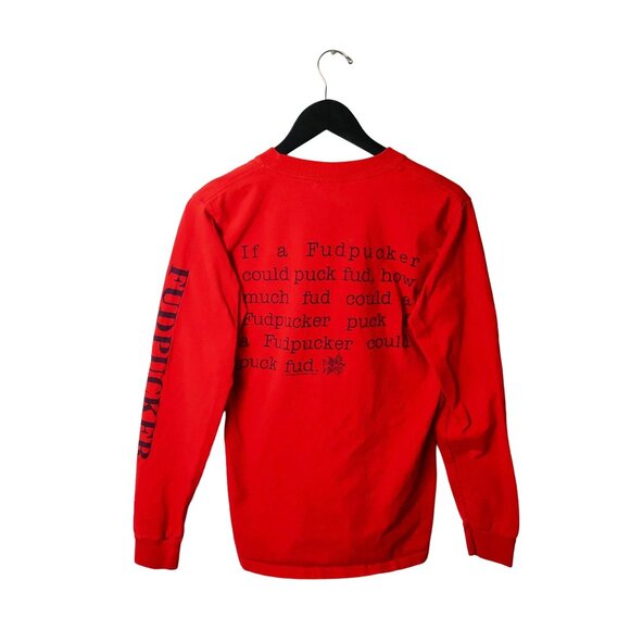 Fudpucker Tongue Twister T Shirt Vintage 90s Adult Red Small S Graphic Tee Solid - Picture 6 of 16